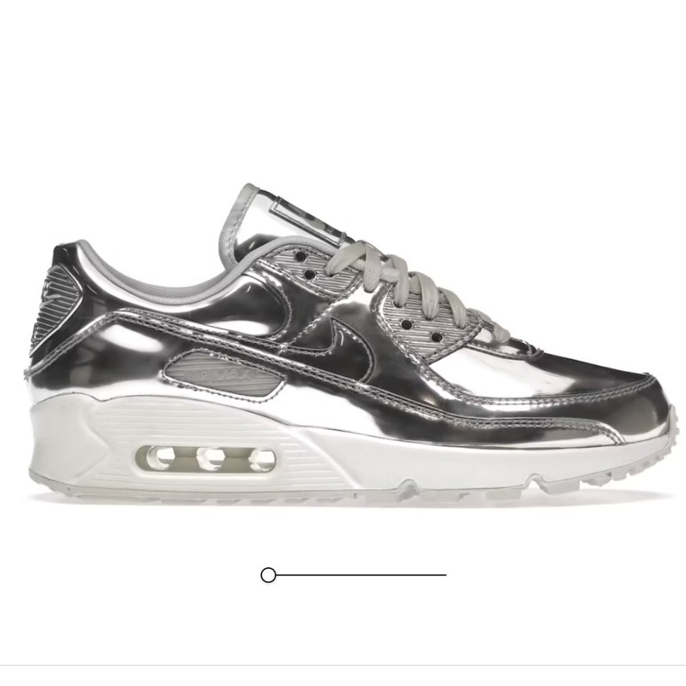 Nike Air Max 90 Metallic Silver Sneakers Size 9.5